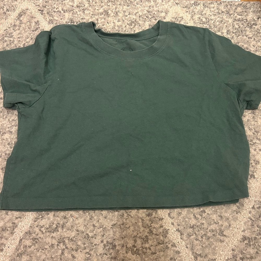 Urban Outfitters Forest Green Cropped Tee Shirt Size M